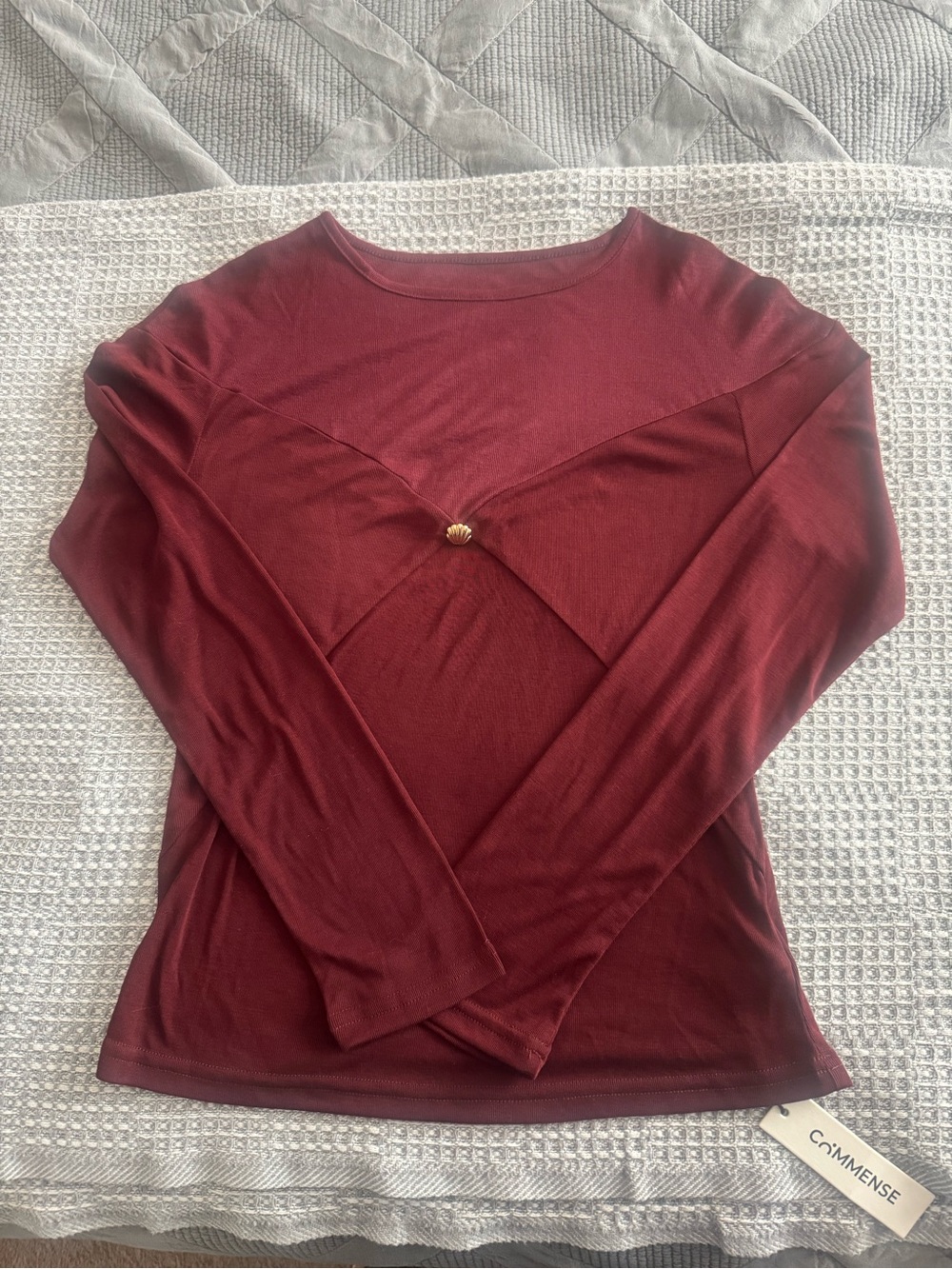 Commense Burgundy Long Sleeve Top